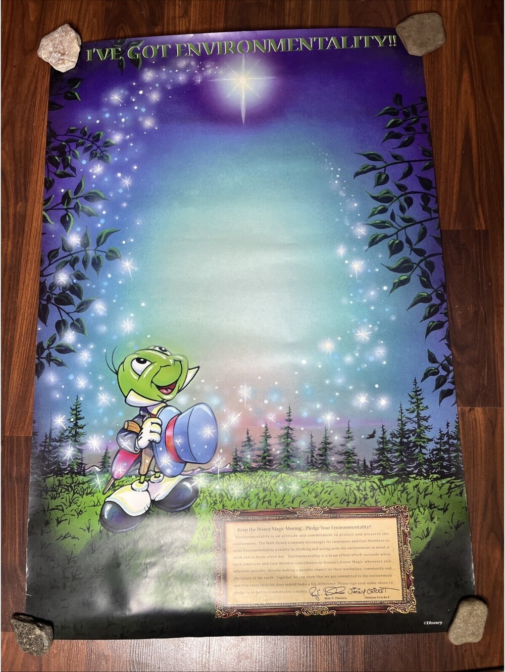 Rare Vtg Disney “I’ve Got Environmentality” Jiminy Cricket Cast Member Poster